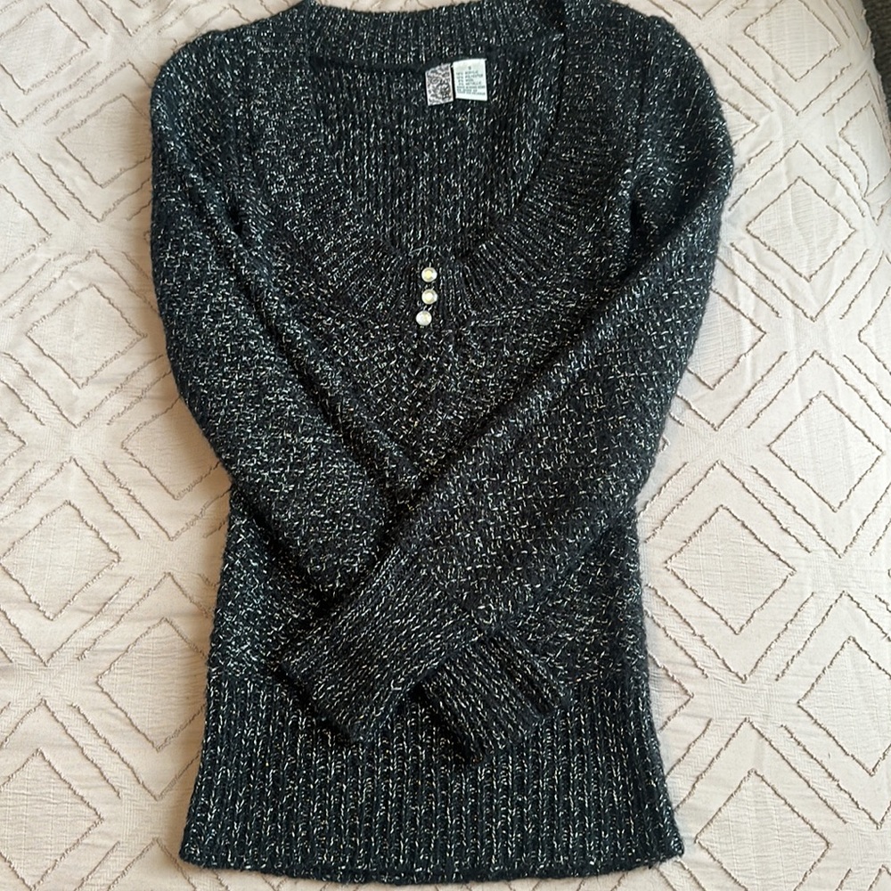 BKE (Buckle Brand) Black and Silver Metallic Sweater - Picture 2 of 4